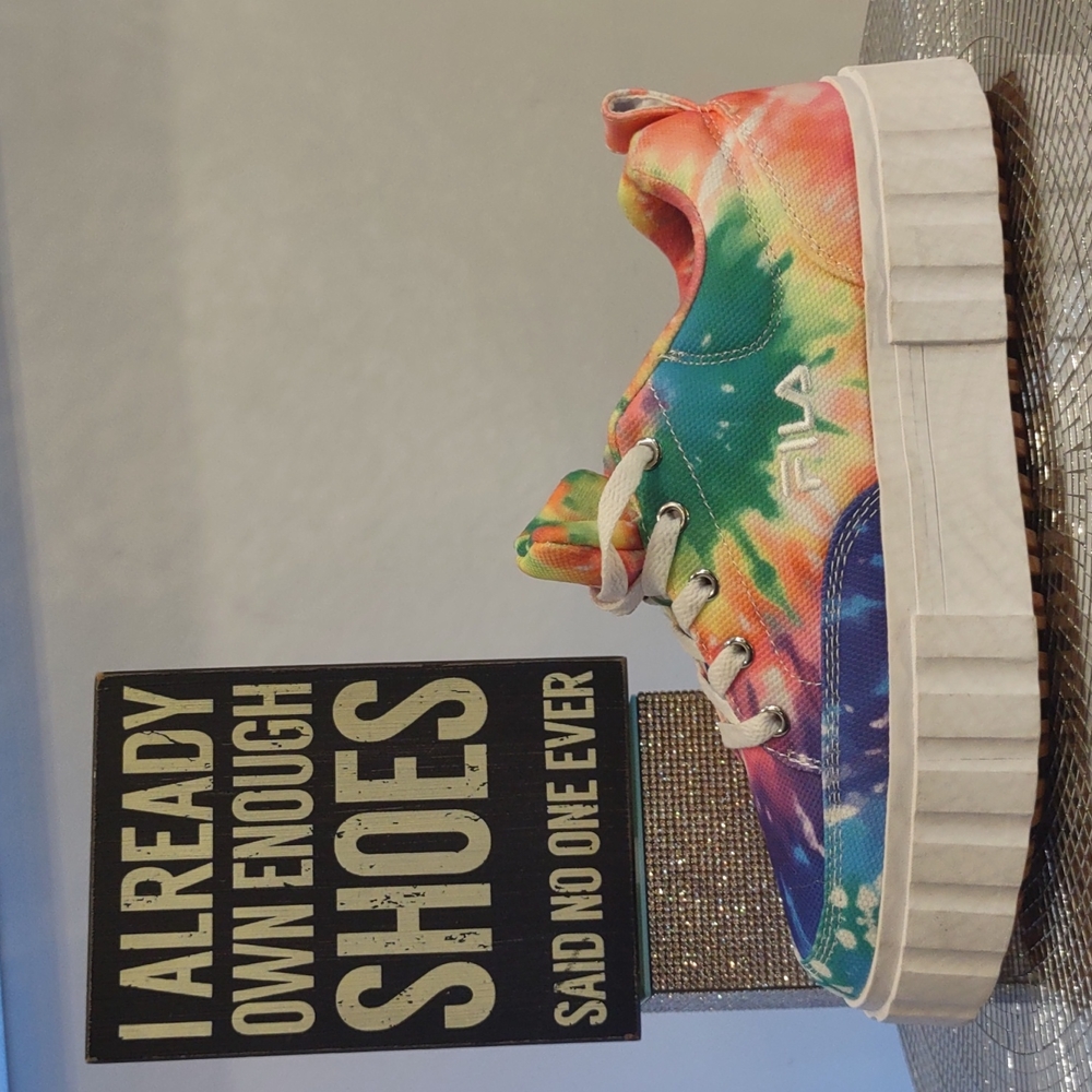 FILA Tie Dye pastel Womens 8 pink green blue Sneakers Chunky Dopamine Shoes NEW